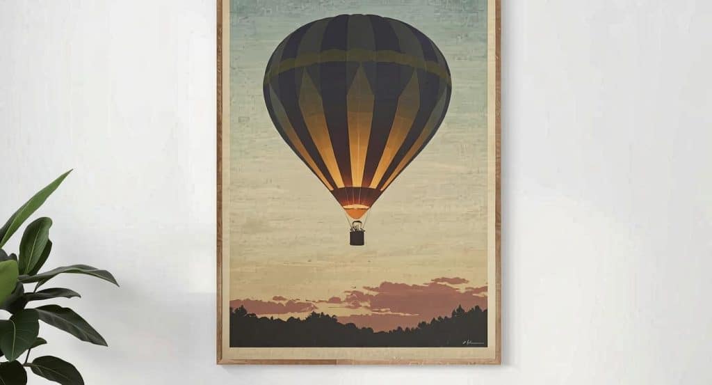 Une affiche rétro montgolfière