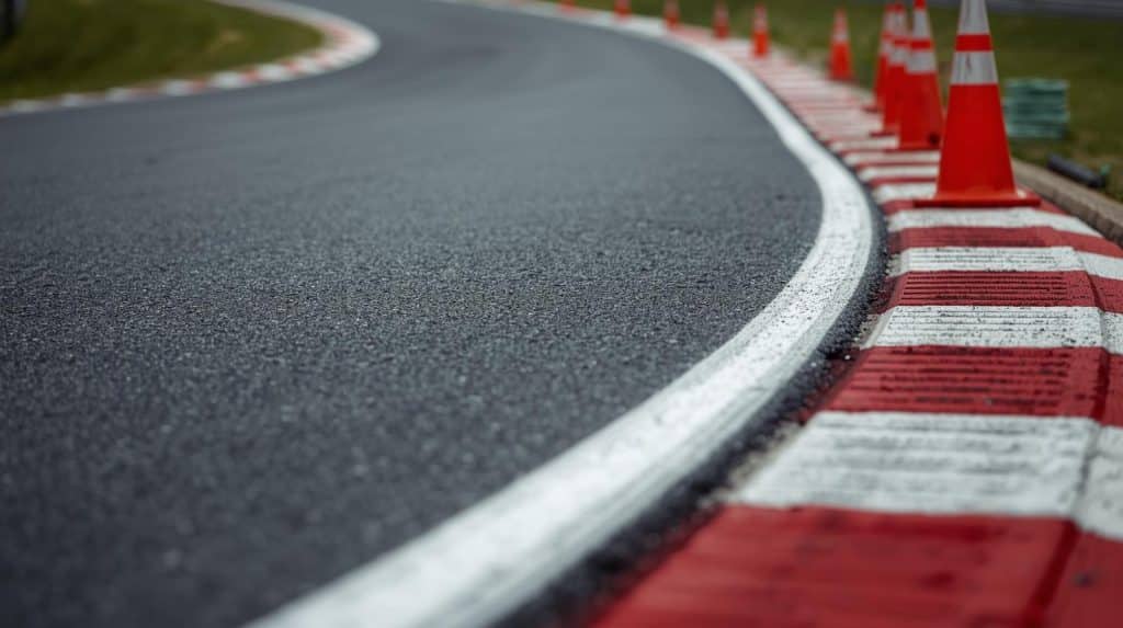 Cône orange sur circuit automobile