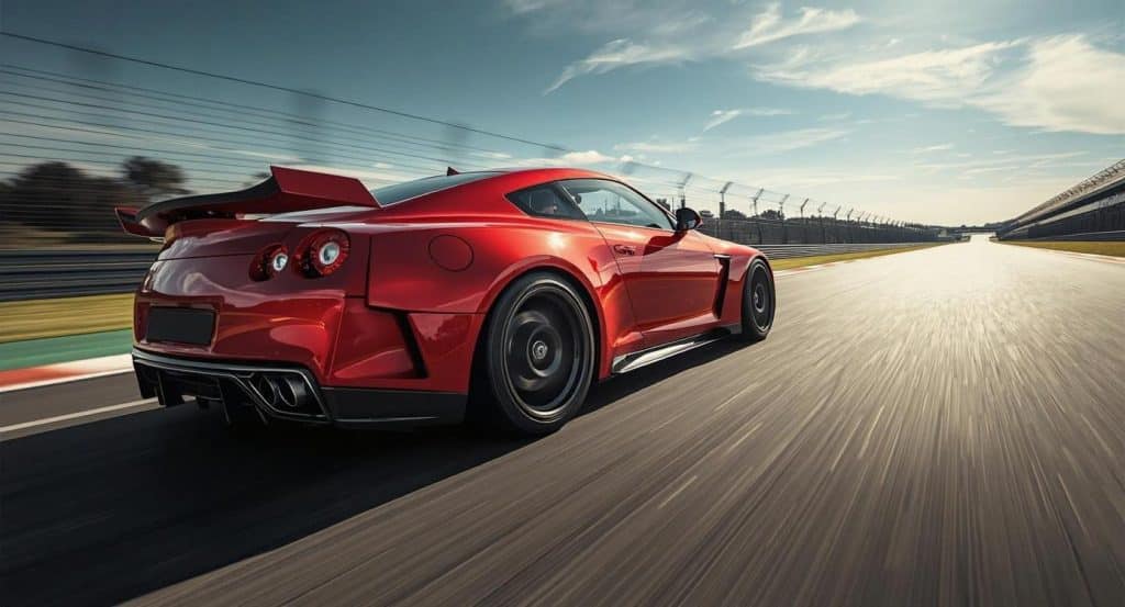 Voiture GT en pleine course