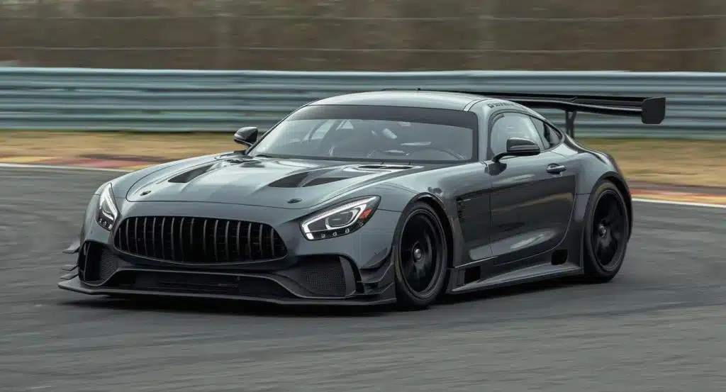 Un voiture de sport GT en pleine course