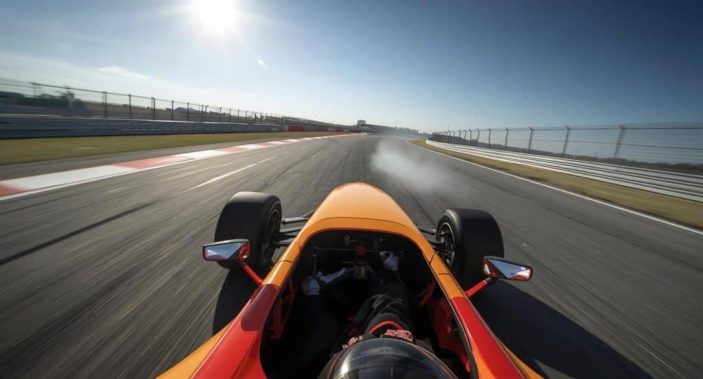 Voiture monoplace en pleine course