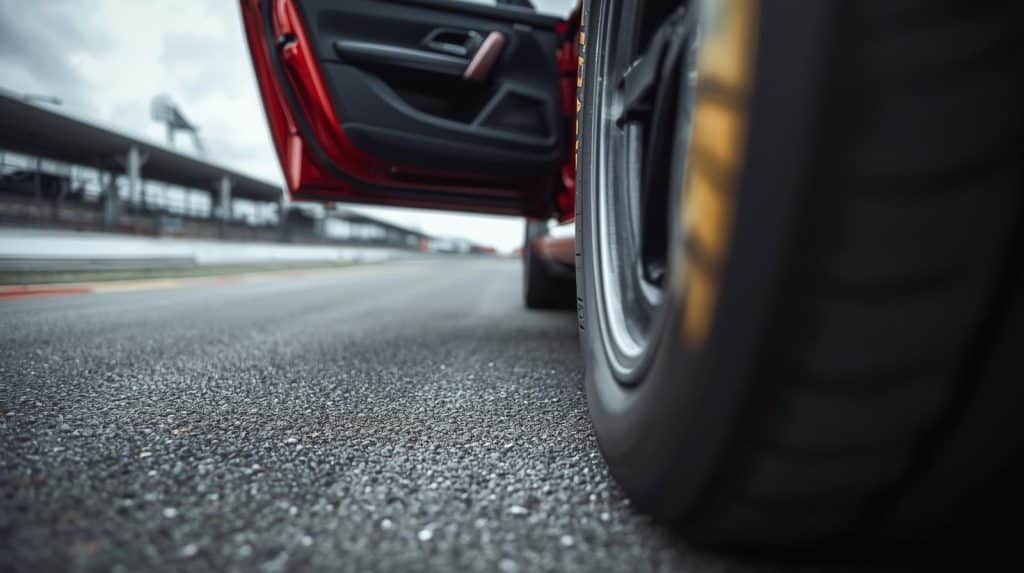 Vue roue voiture de course